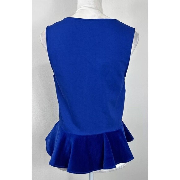 J. Crew Scuba Knit Velvet Peplum Royal Blue Sleeveless Top Size Small (4/6) - Picture 2 of 10
